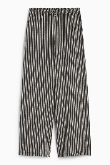 Kinder Mädchen - Jersey-Hose - Palazzo - gestreift - strukturiert - schwarz / weiss