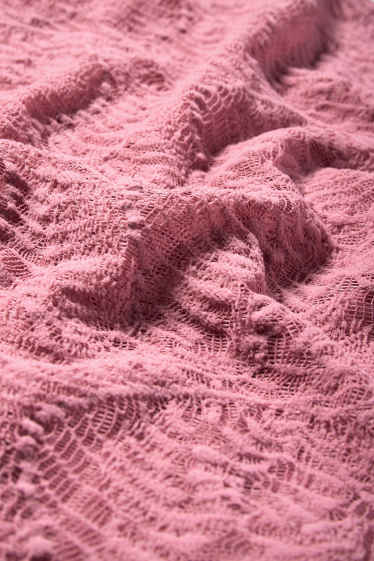 Damen - Langarmshirt - strukturiert - dunkelrosa