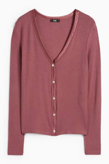 Damen - Strickjacke - dunkelrosa