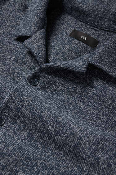 Herren - Strick-Hemd - Regular Fit - Reverskragen - dunkelblau