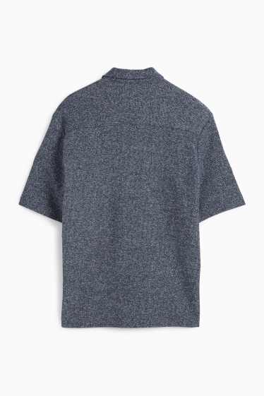 Herren - Strick-Hemd - Regular Fit - Reverskragen - dunkelblau