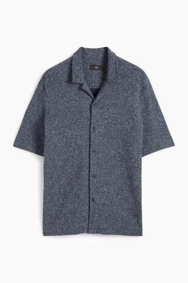 Herren - Strick-Hemd - Regular Fit - Reverskragen - dunkelblau