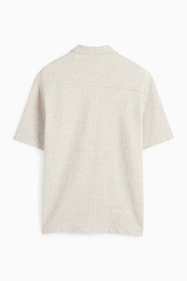 Herren - Strick-Hemd - Regular Fit - Reverskragen - beige