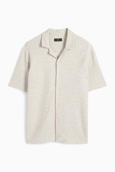 Herren - Strick-Hemd - Regular Fit - Reverskragen - beige