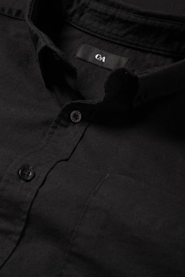 Herren - Hemd - Regular Fit - Button-down - schwarz