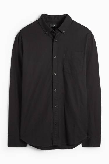 Herren - Hemd - Regular Fit - Button-down - schwarz