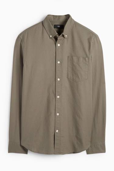 Herren - Hemd - Regular Fit - Button-down - grün