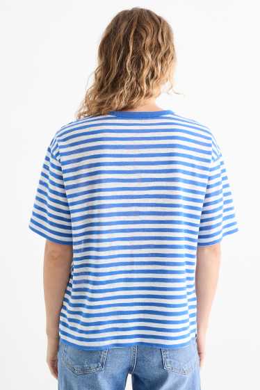 Women - T-shirt - regular fit - striped - blue / white