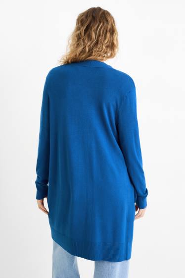 Damen - Lange Strickjacke - blau