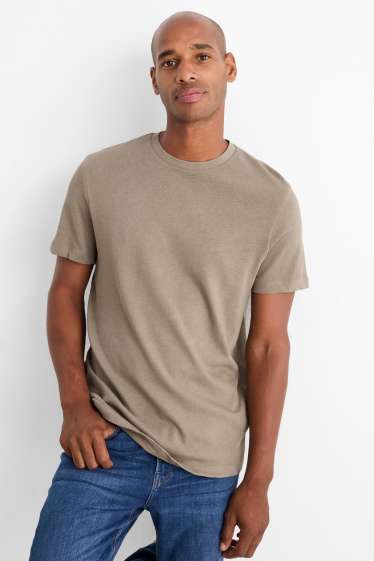 Heren - T-shirt - regular fit - taupe
