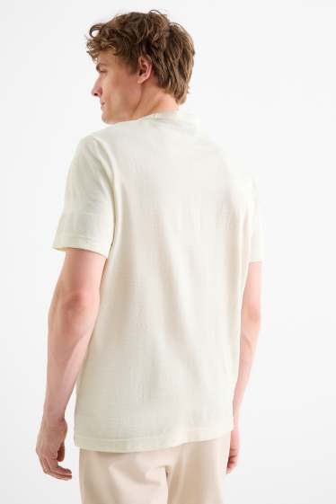 Men - T-shirt - regular fit - textured - light beige