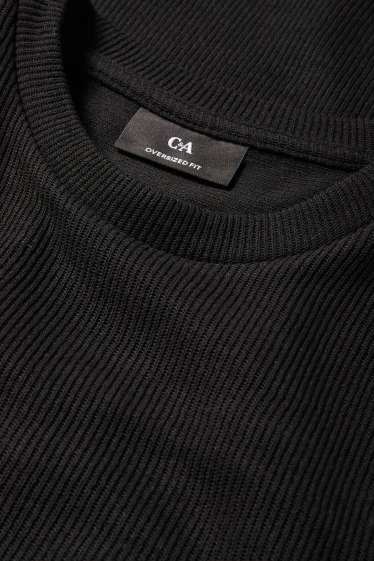 Herren - T-Shirt - Oversized - gerippt - schwarz