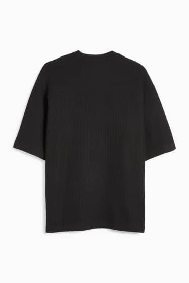 Herren - T-Shirt - Oversized - gerippt - schwarz