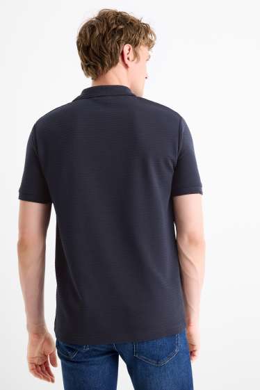 Herren - Poloshirt - gerippt - dunkelblau