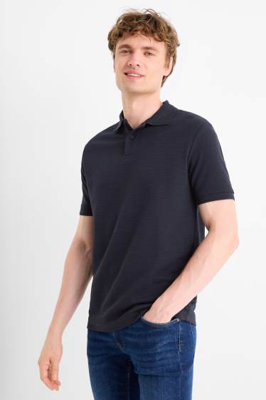 Herren - Poloshirt - gerippt - dunkelblau