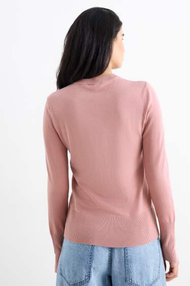 Damen - Feinstrick-Pullover - dunkelrosa