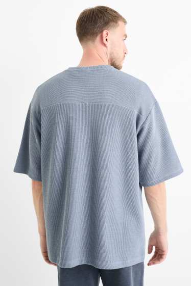 Herren - T-Shirt - Oversized - gerippt - hellblau