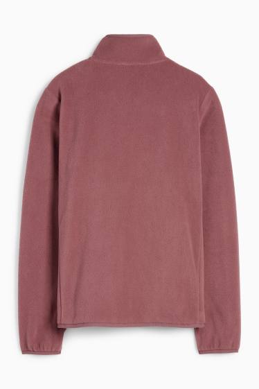Damen - Basic-Fleece-Sweatjacke - dunkelrosa