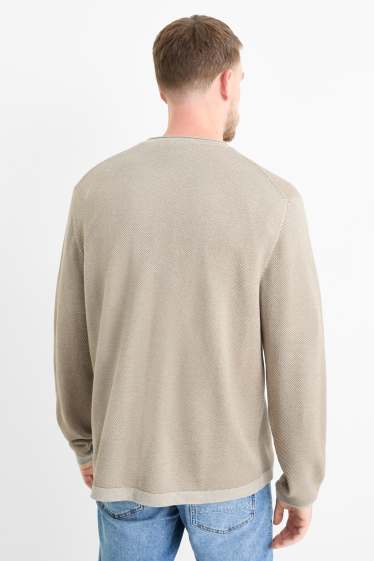 Men - Jumper - textured - beige