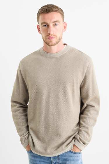 Men - Jumper - textured - beige
