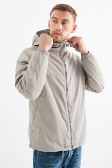 Herren - Jacke mit Kapuze - wasserabweisend - grau