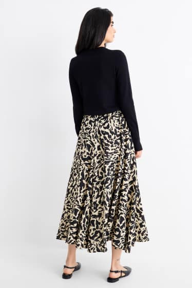 Femmes - Jupe - à motif - noir / beige