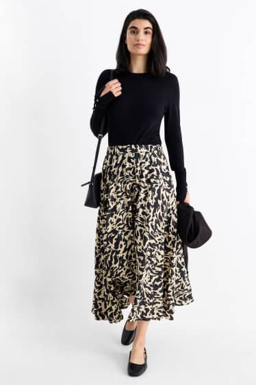 Femmes - Jupe - à motif - noir / beige
