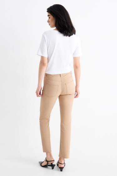 Damen - Stoffhose - High Waist - Slim Fit - beige