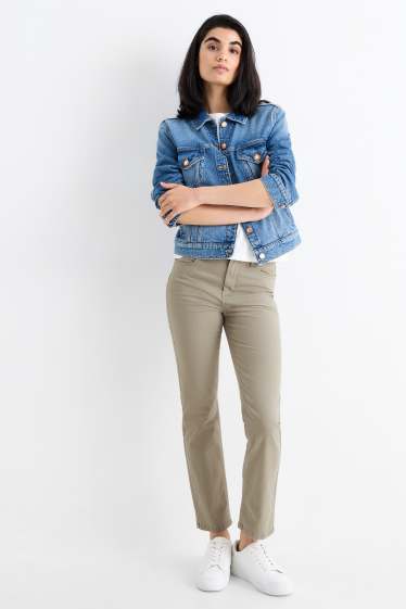 Femei - Pantaloni de stofă - talie înaltă - slim fit - bej