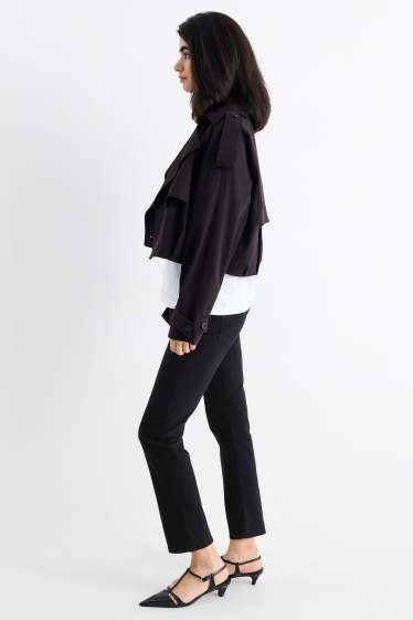 Damen - Stoffhose - High Waist - Slim Fit - schwarz