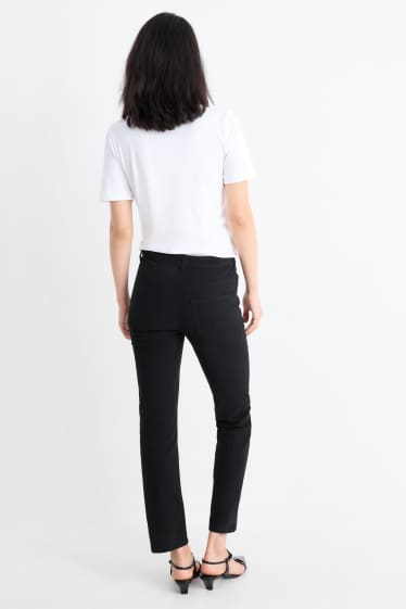 Damen - Stoffhose - High Waist - Slim Fit - schwarz
