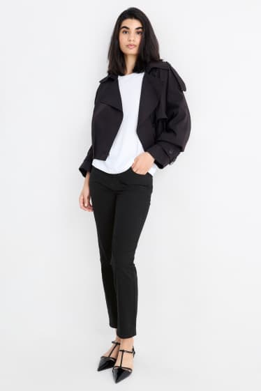 Damen - Stoffhose - High Waist - Slim Fit - schwarz