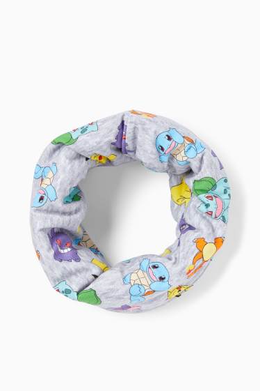 Kinder Buben - Pokémon - Loop Schal - hellgrau-melange