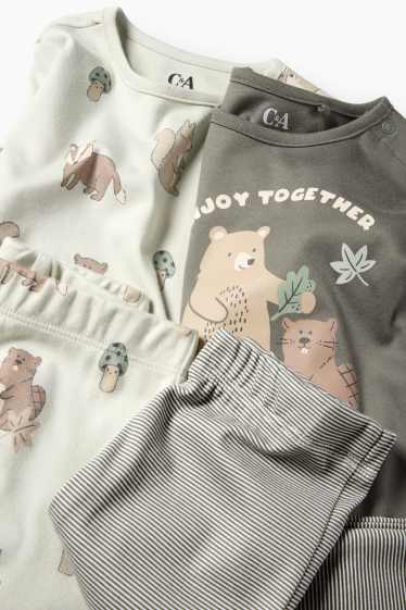 Baby Jungen - Multipack 2er - Waldtiere - Baby-Pyjama - 4 teilig - grün