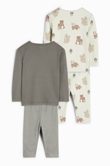 Baby Jungen - Multipack 2er - Waldtiere - Baby-Pyjama - 4 teilig - grün