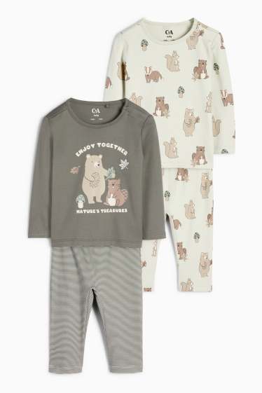 Baby Jungen - Multipack 2er - Waldtiere - Baby-Pyjama - 4 teilig - grün