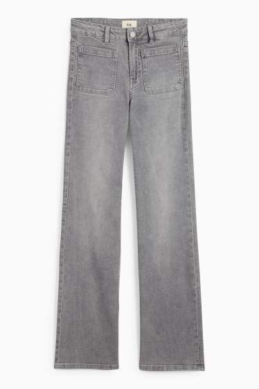 Femei - Flared jeans - talie medie - denim-gri