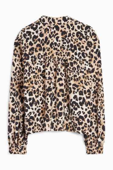 Women - Blouse - leopard print - black / beige
