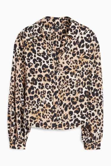 Women - Blouse - leopard print - black / beige