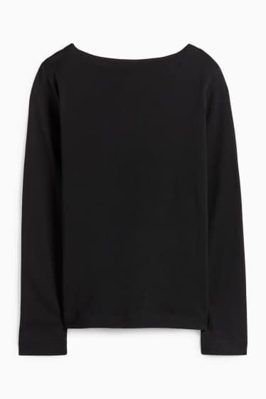 Femei - Tricou cu mânecă lungă basic - negru