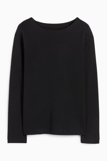 Femei - Tricou cu mânecă lungă basic - negru