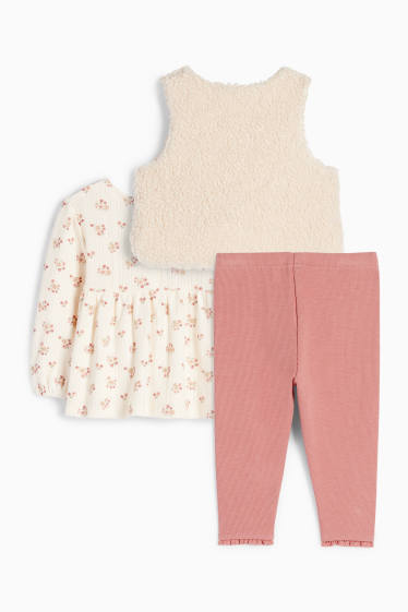 Bébés filles - Petites fleurs - tenue pour bébé - 3 pièces - beige clair