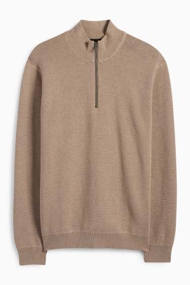 Heren - Trui - met structuur - beige-mix