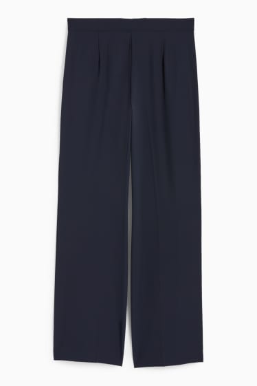 Women - Cloth trousers - mid-rise waist - wide leg - dark blue
