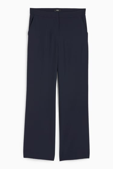 Women - Cloth trousers - mid-rise waist - wide leg - dark blue