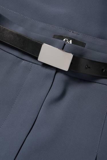 Women - Cloth trousers with belt - high-rise waist - wide leg - dark blue