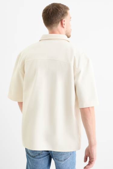 Herren - Hemd - Relaxed Fit - Reverskragen - strukturiert - cremeweiss