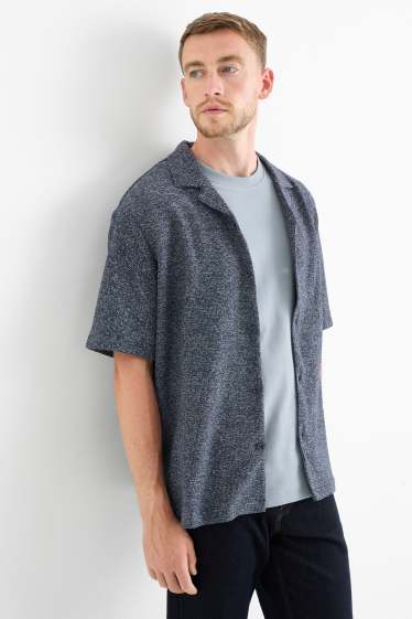 Herren - Strick-Hemd - Regular Fit - Reverskragen - dunkelblau