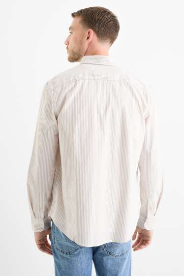 Herren - Hemd - Regular Fit - Button-down - gestreift - beige
