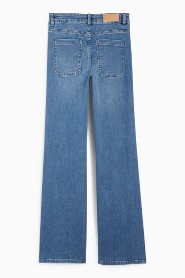 Women - Flared jeans - mid-rise waist - blue denim
